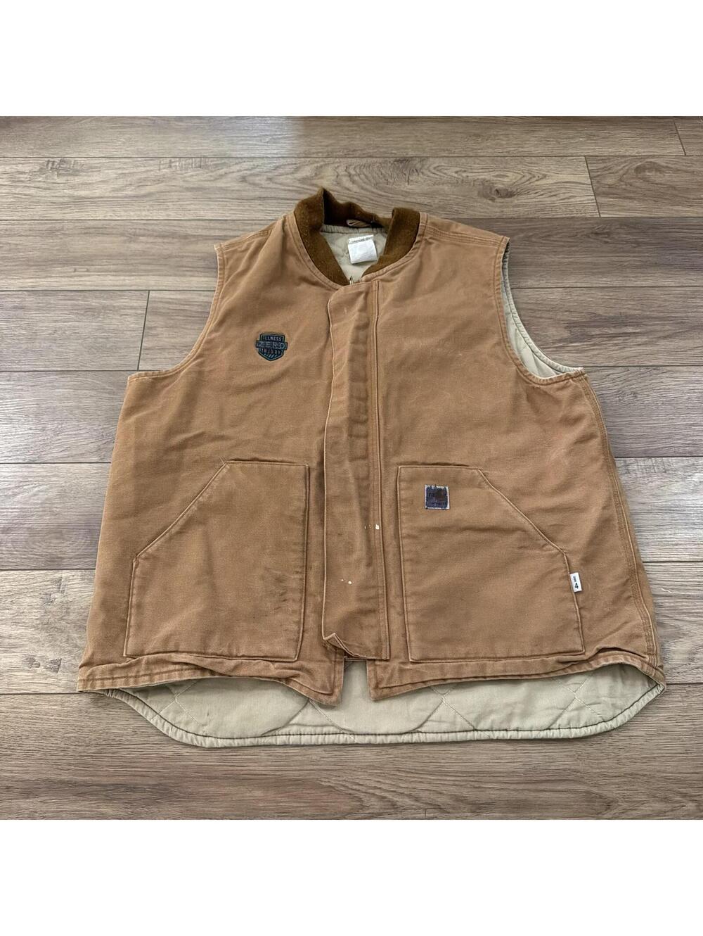 Vintage Carhartt FR Quilted Vest Distressed Work Wear XL